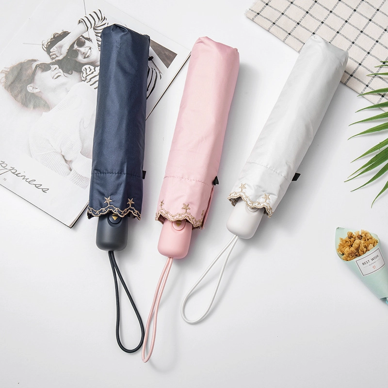 High quality Custom auto open 3 folding auto umbrella with logo print for promotion OEM blue