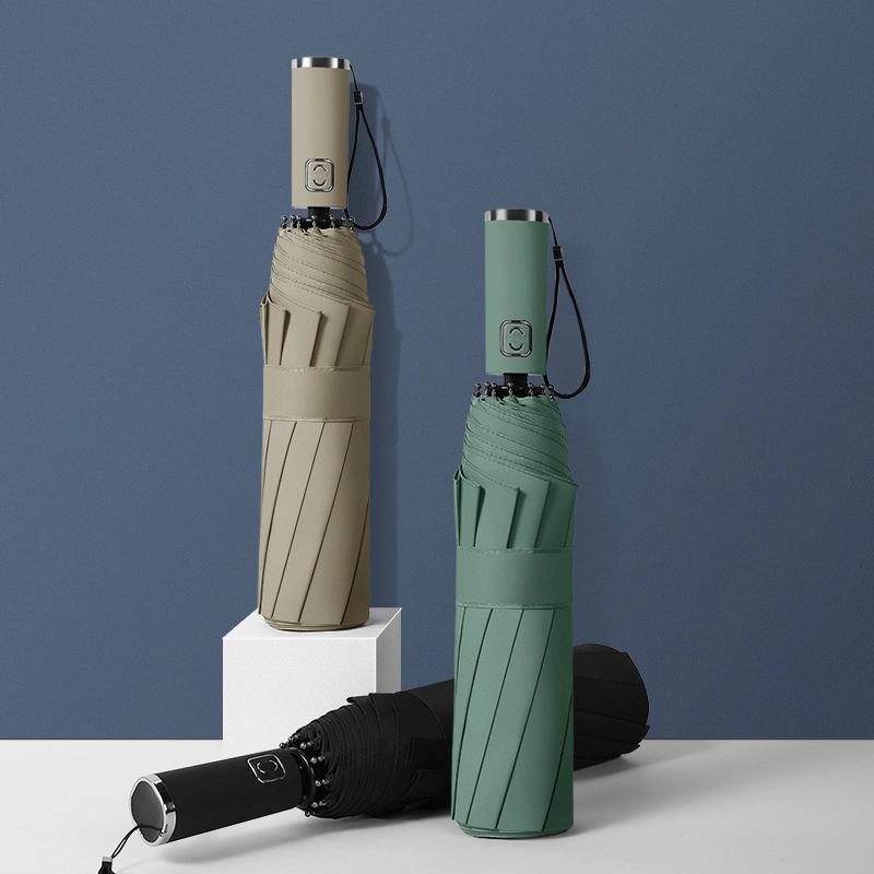 High quality Custom auto open 3 folding umbrella with logo print for promotion