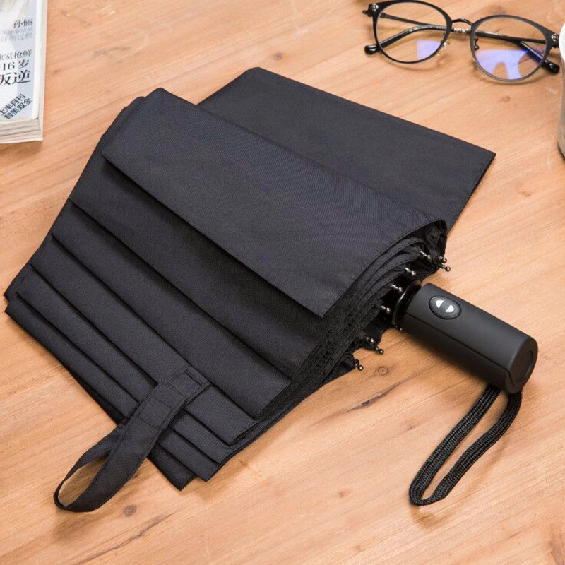 High quality custom pongee fabric 3fold umbrella promotional rain umbrella cheap folding umbrella blue