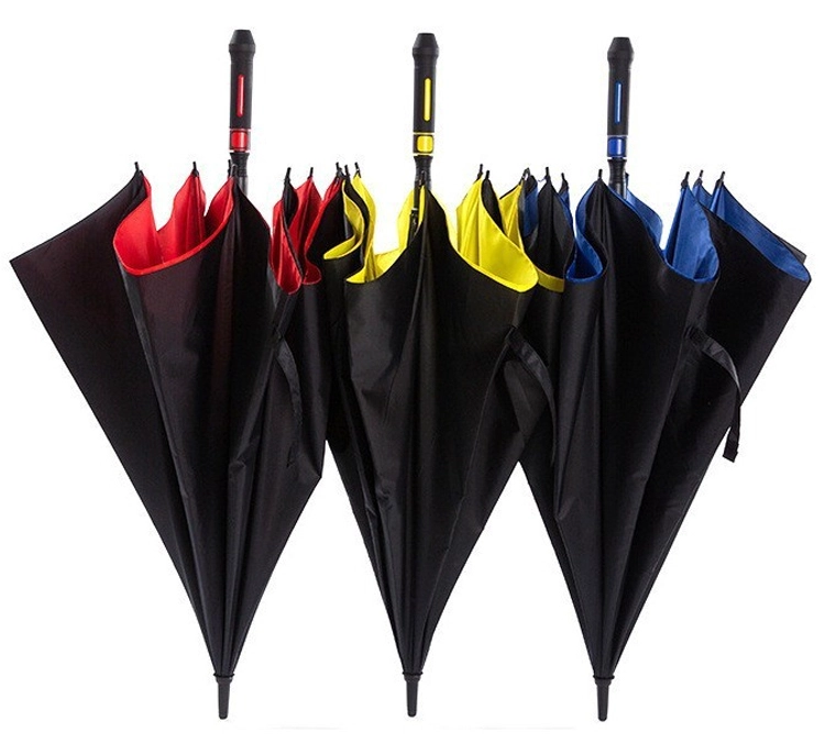 LOTUS Stock Fiberglass Automatic Golf Double-layer Umbrella Oversize Straight Umbrella for Advertising Umbrella