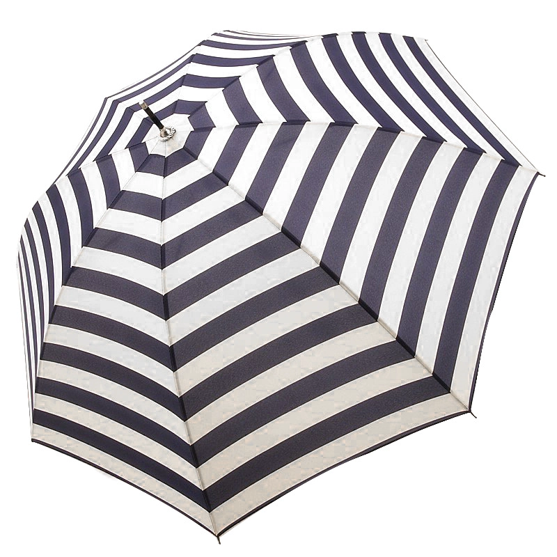 Leather Handle Stripe Print Umbrella