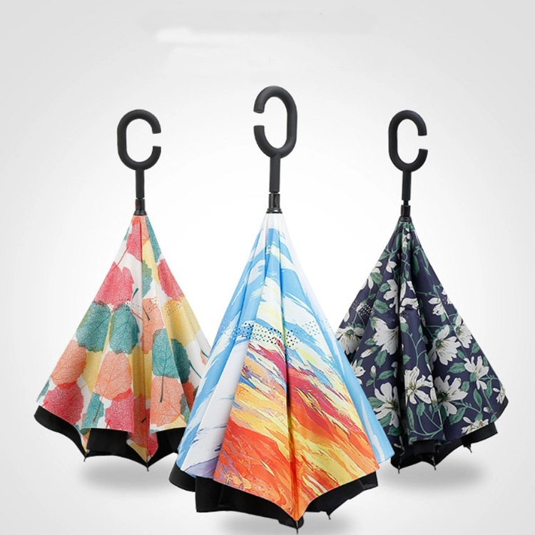Lotus 2022 23inch 8 ribs Inverted Reverse Straight Double Layer Umbrella