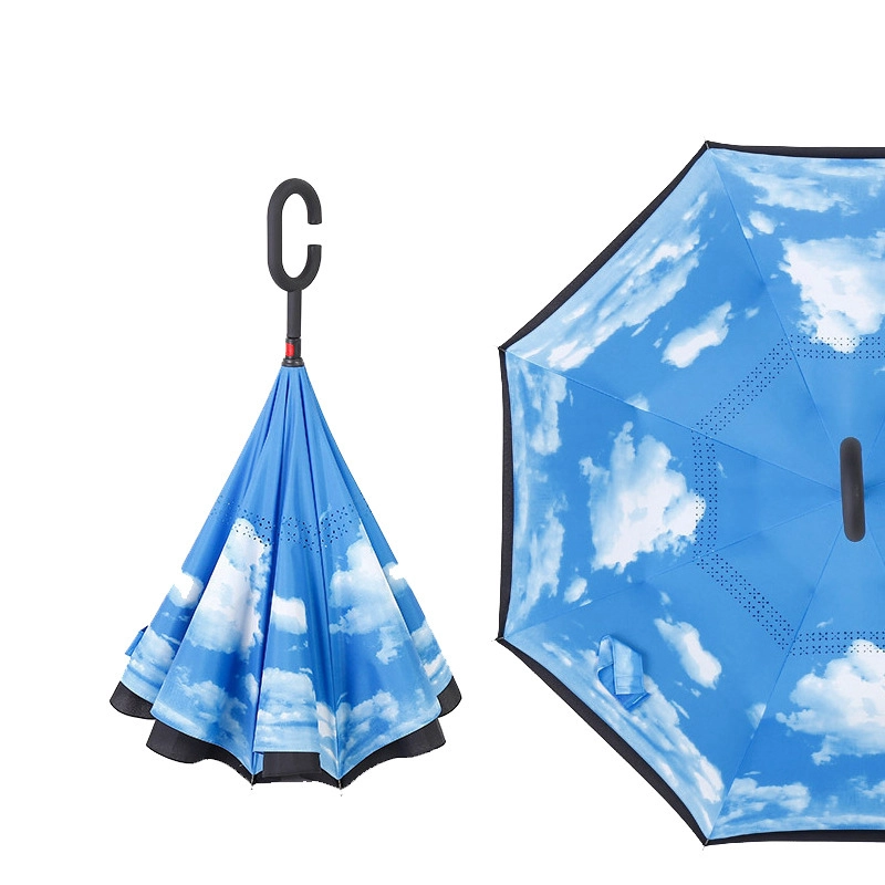 Lotus 2022 23inch 8 ribs Inverted Reverse Straight Double Layer Umbrella