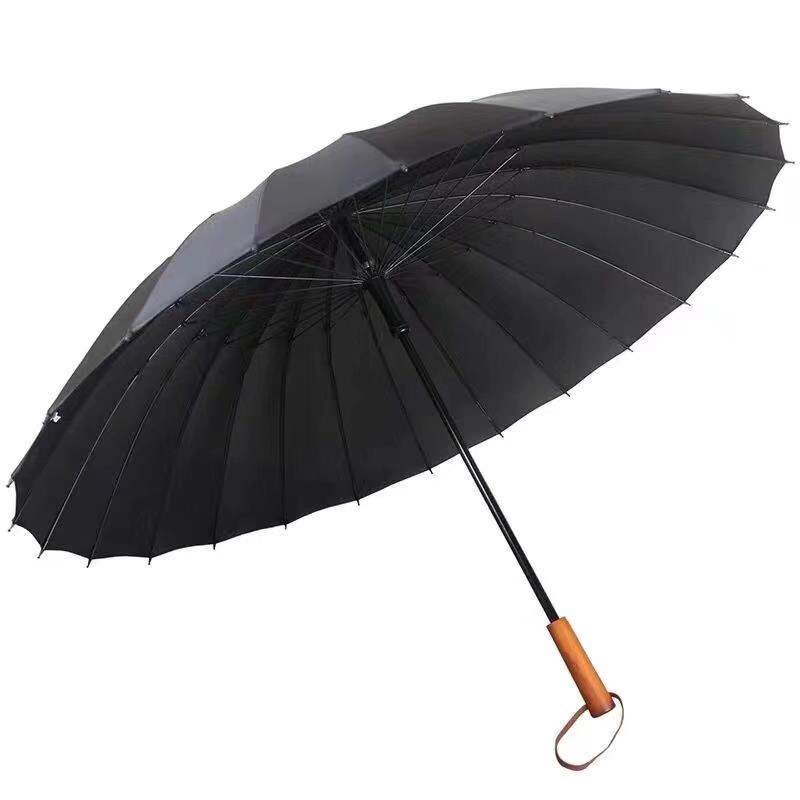 Lotus 2022 25 inch 24 ribs Wooden Handle Straight Retro Waterproof Man Umbrella