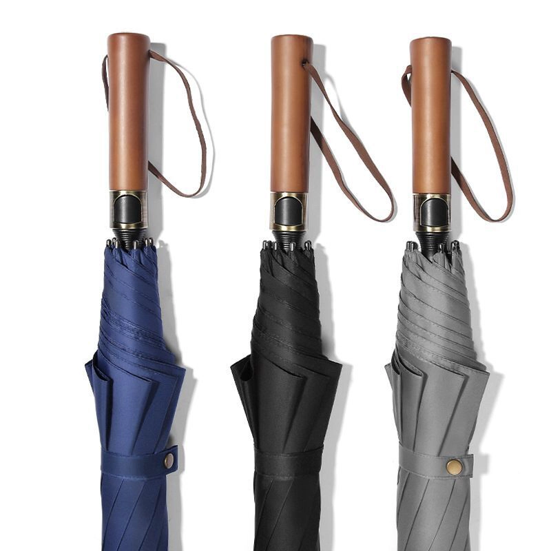 Lotus 2022 27inch 8 ribs Straight Wooden Handle Automatic Golf Umbrella