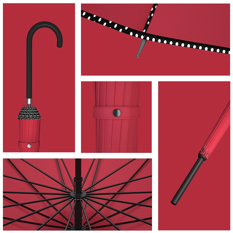 Lotus 2022 Fashion Straight Pagoda Umbrella With Leather Handle