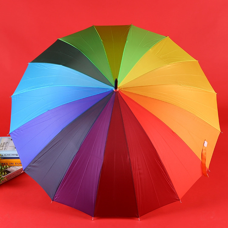 Lotus 2022 Promotional 16K Rainbow Straight Automatic Stick Umbrella