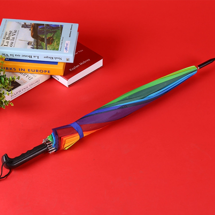 Lotus 2022 Promotional 16K Rainbow Straight Automatic Stick Umbrella
