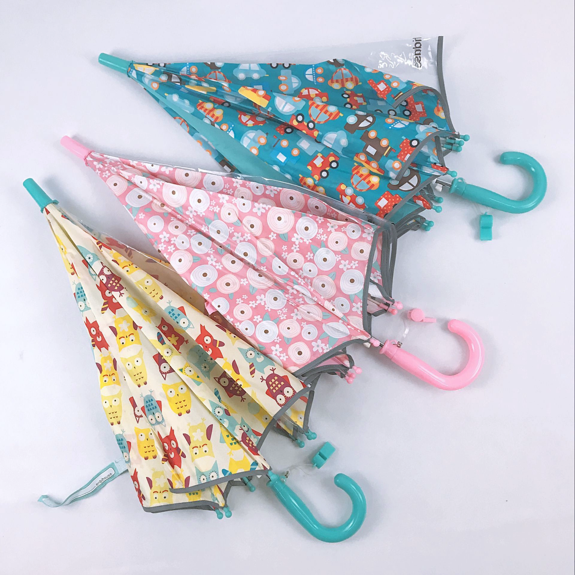 Lotus Nordic Style Cute Owl Cartoon Reflective Sunshade Automatic Children's Umbrella in Rainy Day