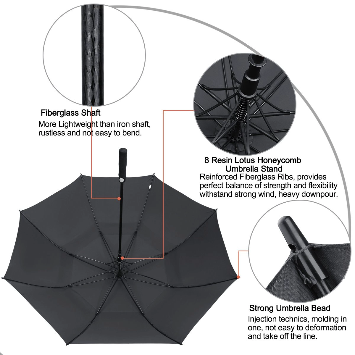 Outdoor Big Size Golf Umbrella with Logo Prints