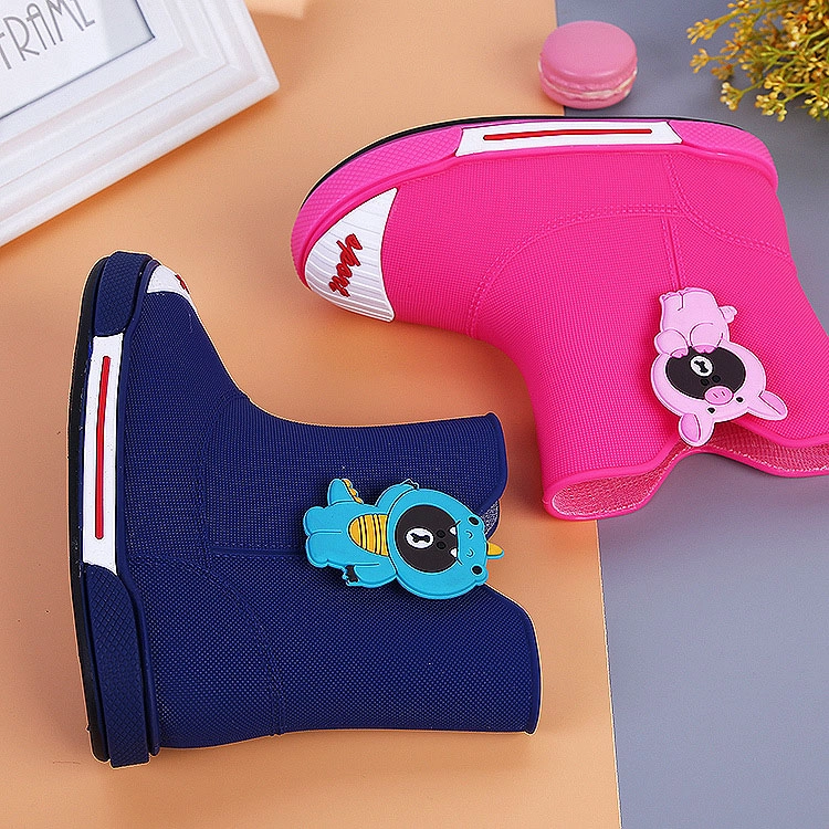PVC rain boots shoes Waterproof winter boys and girls snow boot velvet warm non-slip shoes for Kids