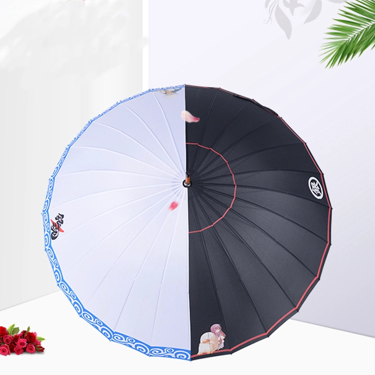Personality Black and White Straight Umbrella for Cosplay Sakata Gintoki