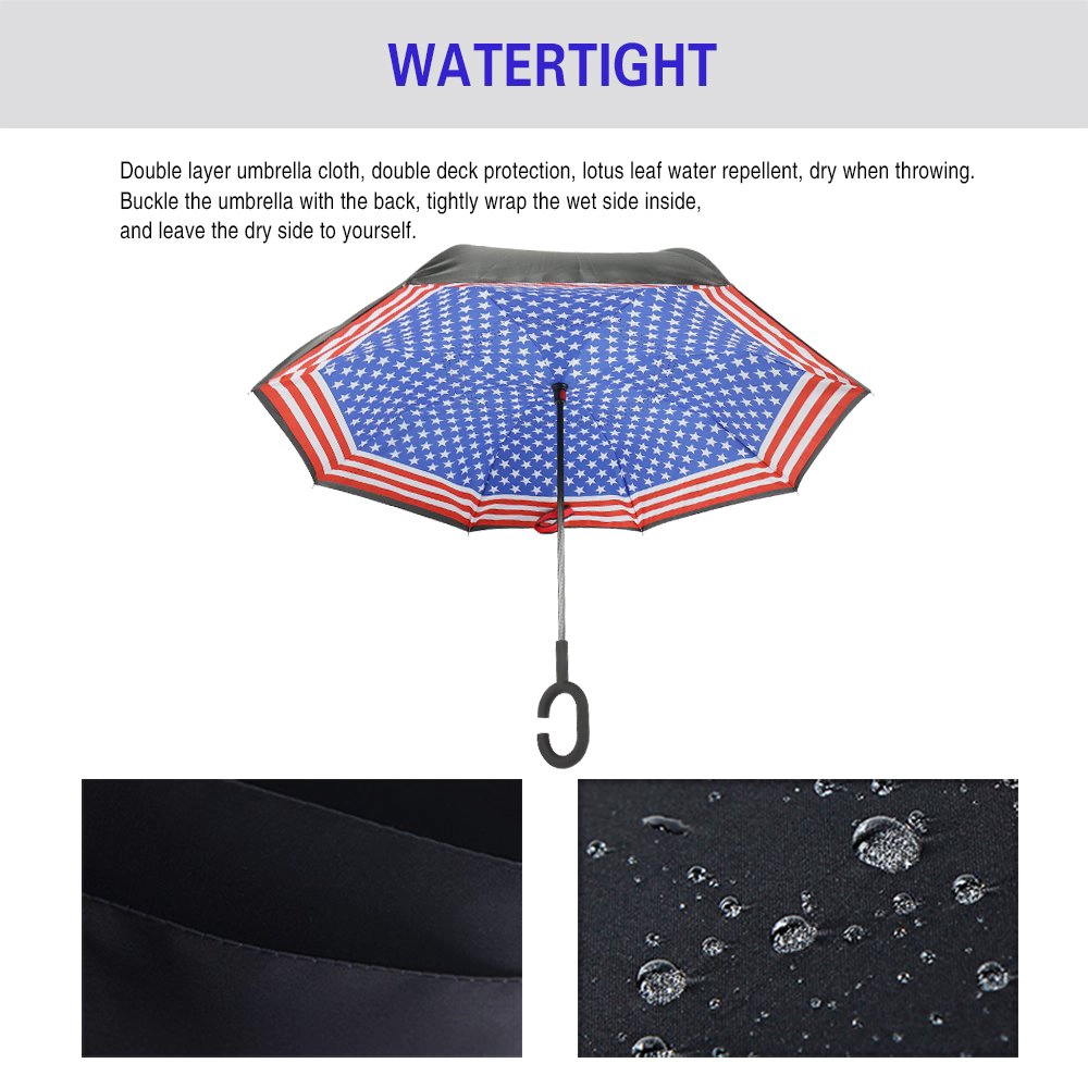 Prêt de parapluie coupe-vent double couche Logo imprimé parapluie inversé inversé personnalisé promotionnel