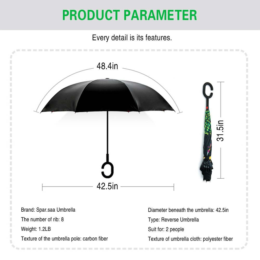 Prêt stock en gros parapluie coupe-vent double couche Logo imprimé promotionnel personnalisé inverse inversé parapluieW