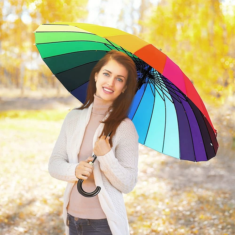 Straight Rainbow Umbrella for Ladies Gifts