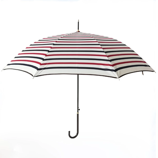 Streifen Print Light Straight Lady Regenschirm mit langem PU-Griff
