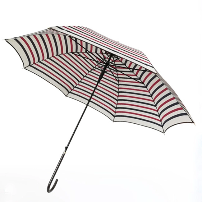 Streifen Print Light Straight Lady Regenschirm mit langem PU-Griff