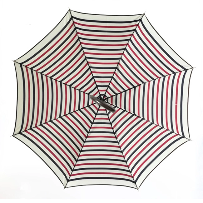 Streifen Print Light Straight Lady Regenschirm mit langem PU-Griff