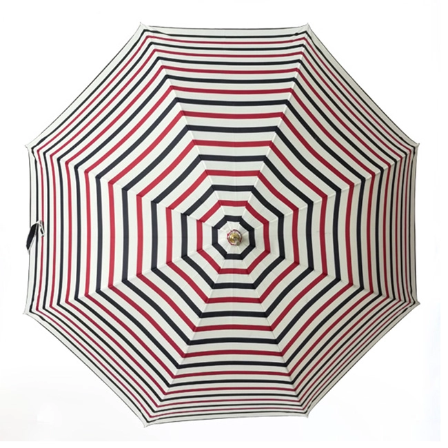 Streifen Print Light Straight Lady Regenschirm mit langem PU-Griff