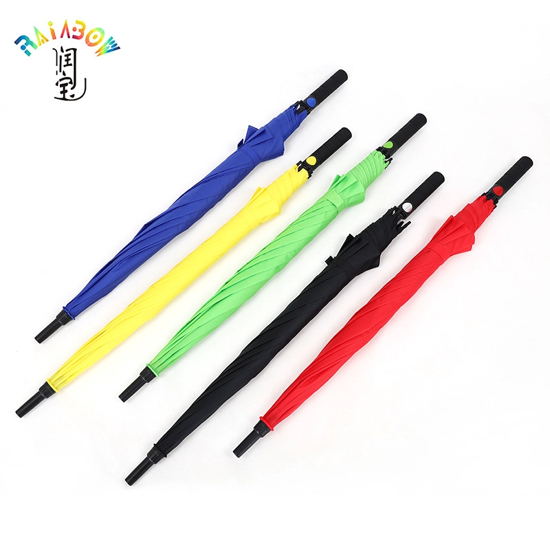 Wholesale Straight auto umbrella Logo Printed 8rib windproof straight umbrella yellow