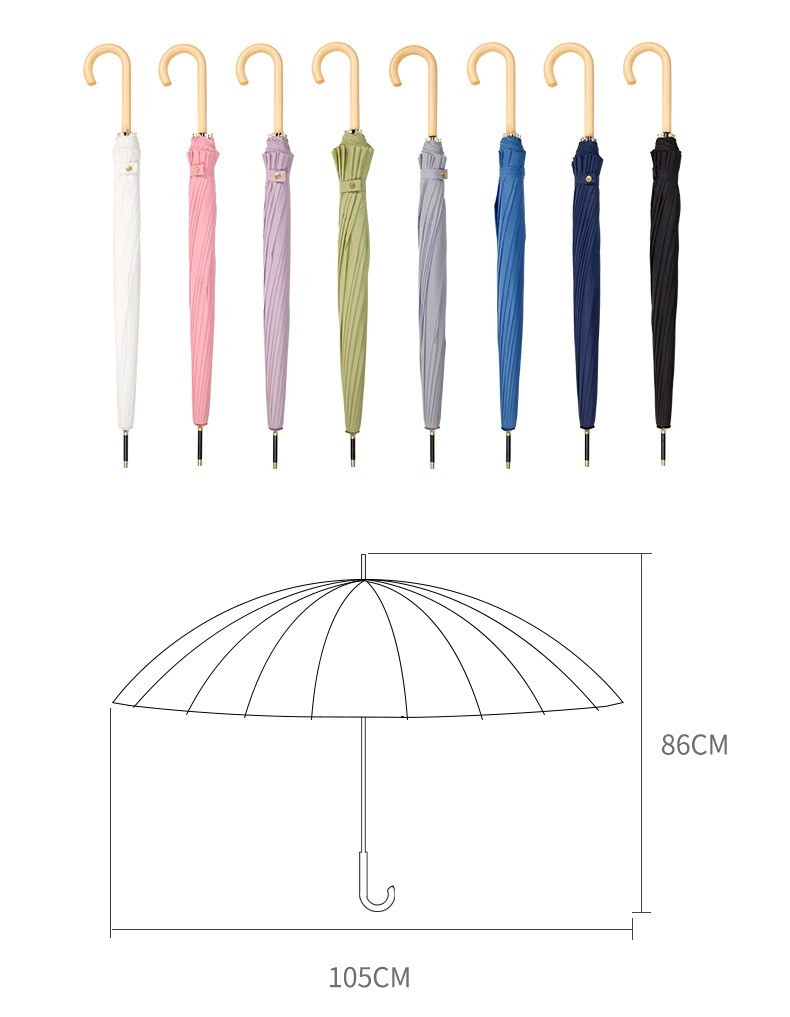 Wood handle vintage style umbrella for lady