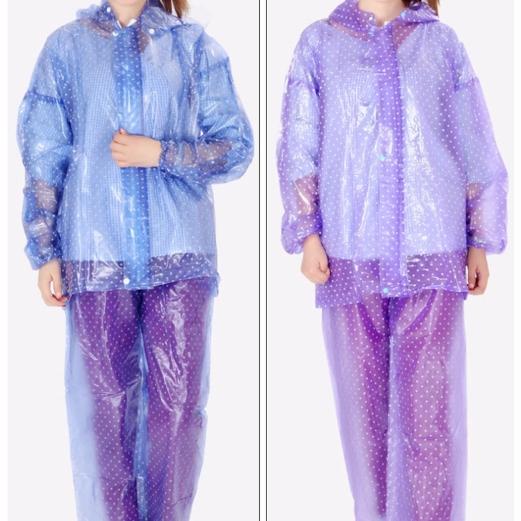 wholesale Transparent crystal raincoat raincoat polka purple dot PVC adult men and women cycling hiking longcoats raincoat