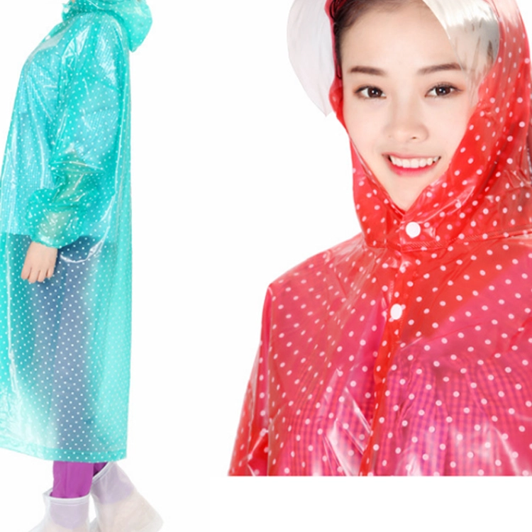 wholesale Transparent crystal raincoat raincoat polka purple dot PVC adult men and women cycling hiking longcoats raincoat