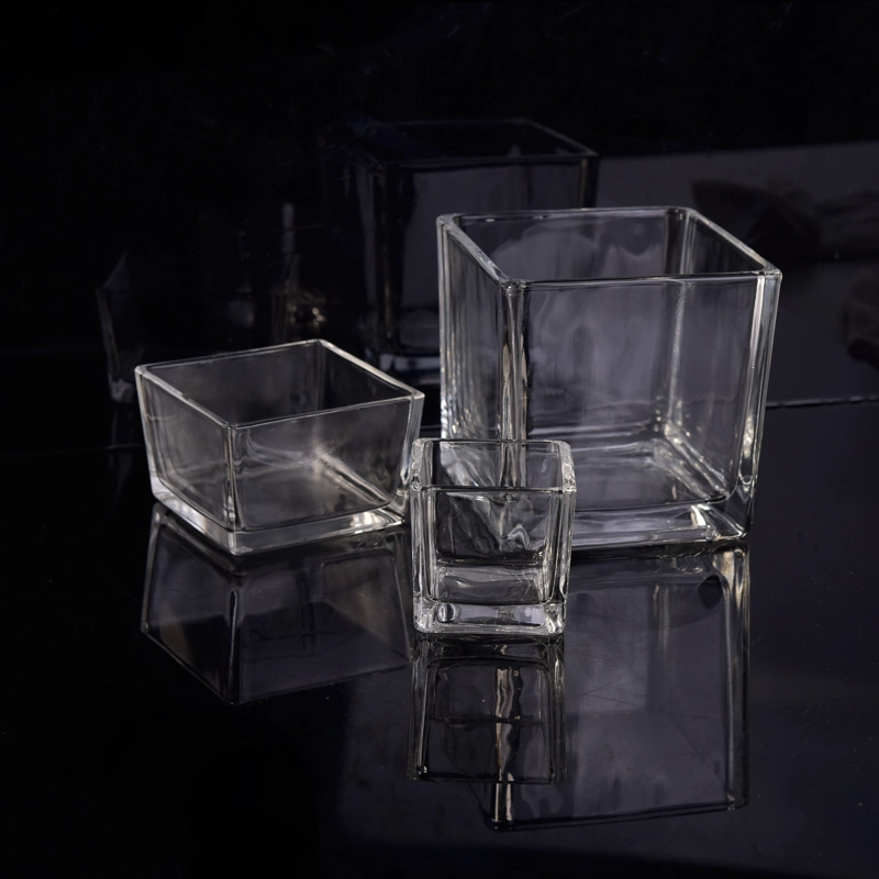 Mini-Quadrat-Würfel geformt Clear Ersatz Glas Kerze Gefäß