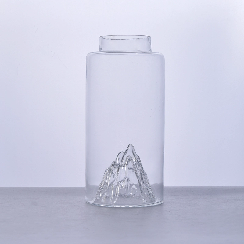 Einzigartige große Glasflasche mit Berg Design unten, Glasflasche Großhandel