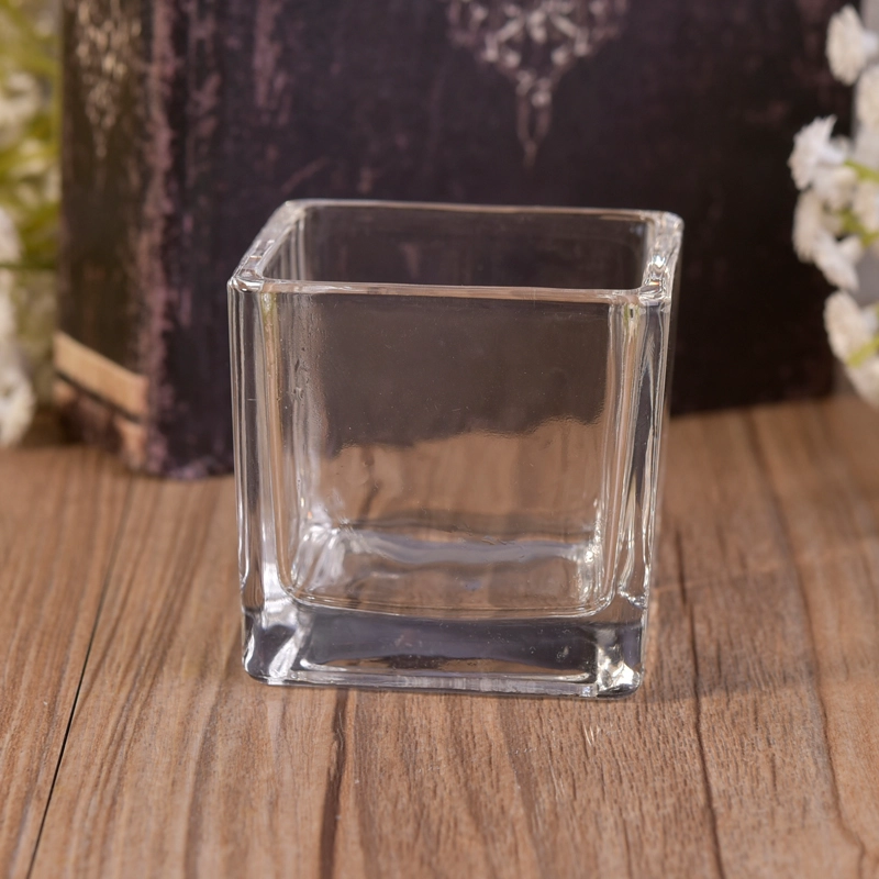 Mini-Quadrat-Würfel geformt Clear Ersatz Glas Kerze Gefäß