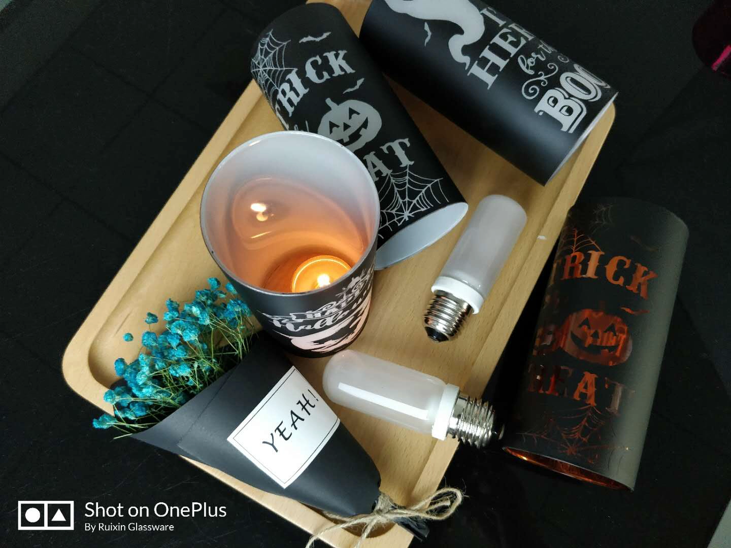 Halloween glass candle holder wholesale, Candle holder for halloween decor
