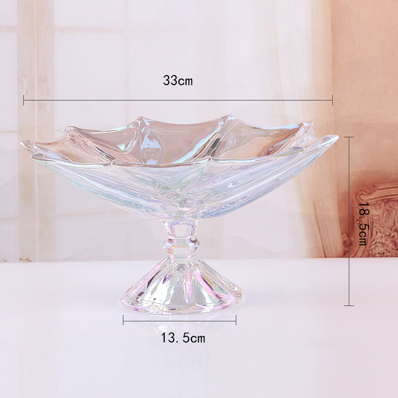 Glass fruit plate for sale, dessert dried fruit glass dish wholesale
