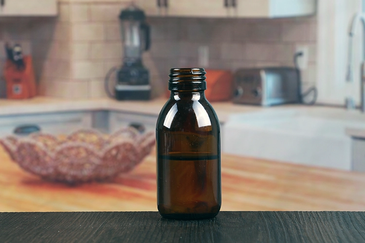 Amber glass bottles