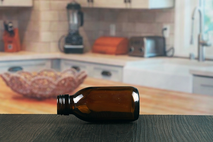 Amber glass bottles