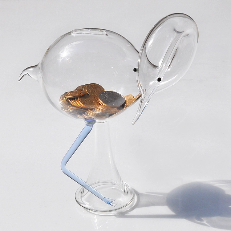 Crane shape glass saving bank and glass money box small glass jars glass jars wholesale