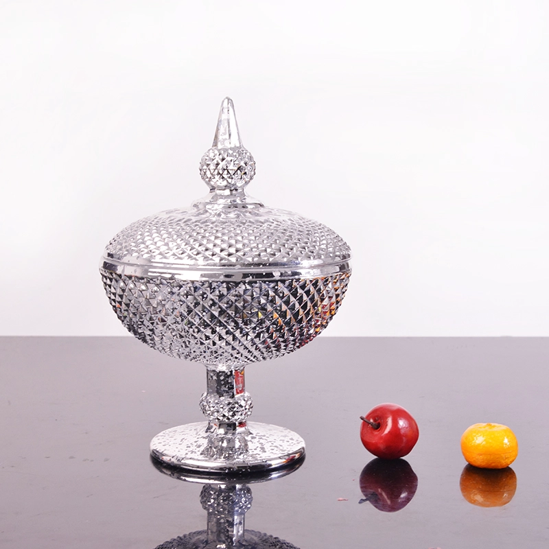 silver electroplating glass candy bowl