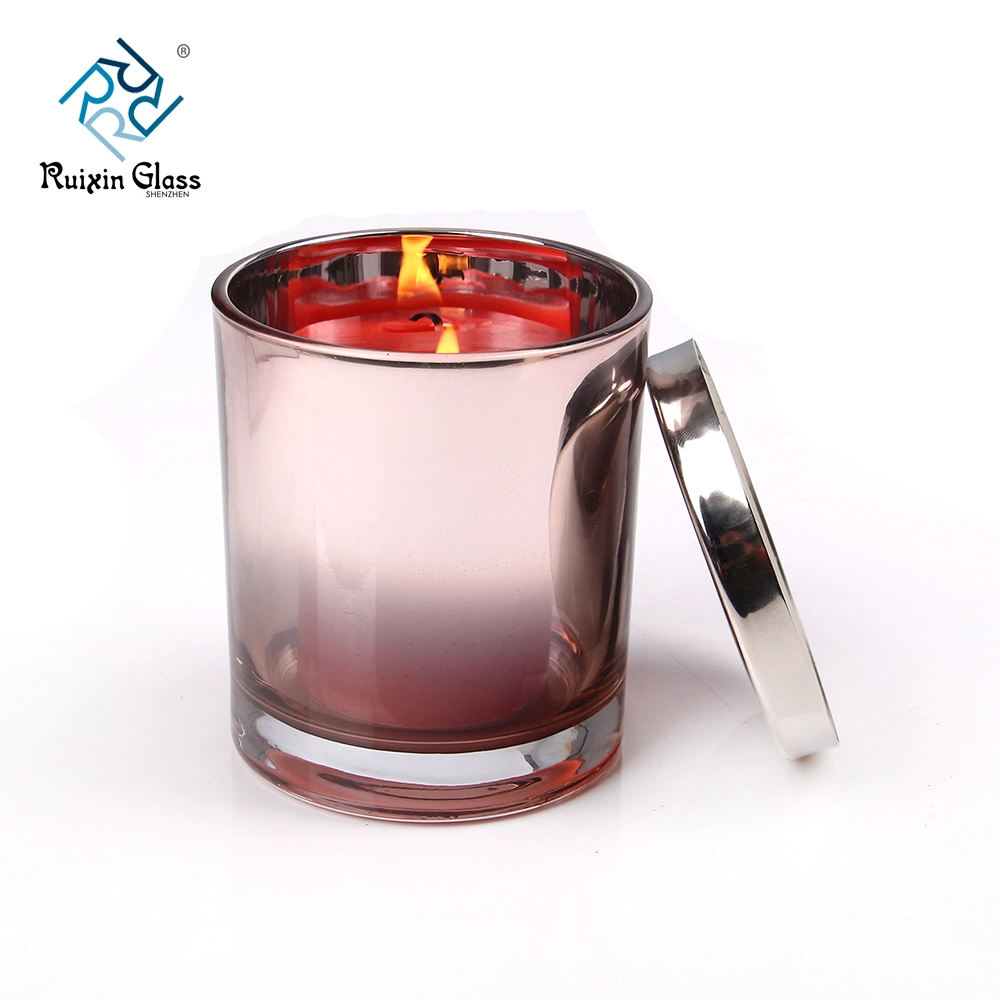 Crystal glass candle jar with lid