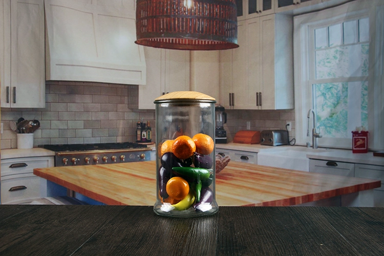 glass jars with wooden lids
