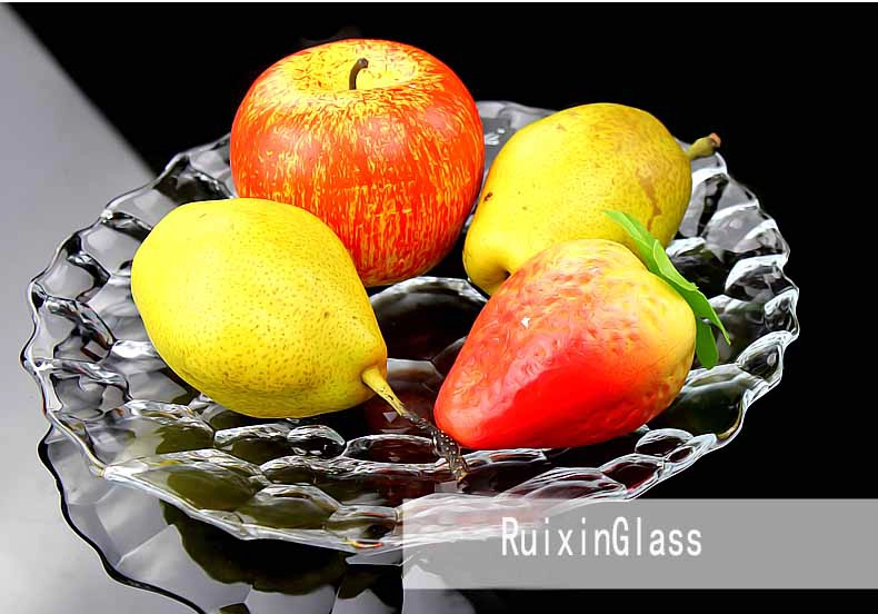China glass tray facturer round glass fruit plate supplier