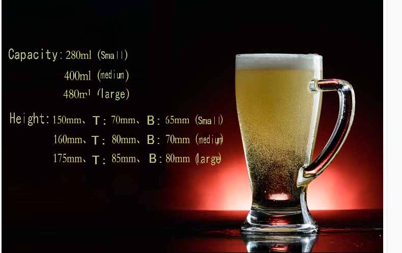 glass beer mug with handles