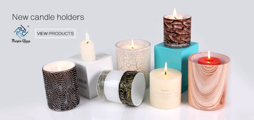 Pattern square glass 10OZ candle holder supplier