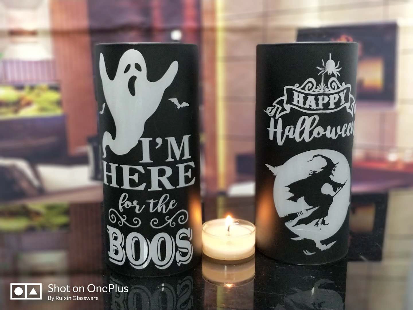 Halloween glass candle holder wholesale, Candle holder for halloween decor