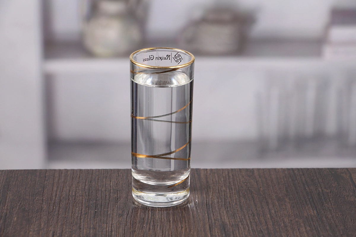 Gold Rim Shot Glass