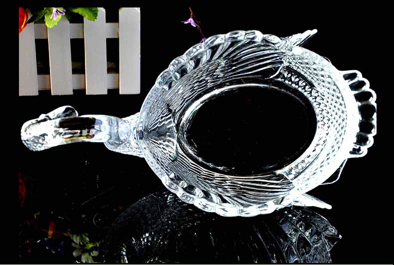 Swan crystal glass fruit bucket beautiful glass fruit containers wholesale