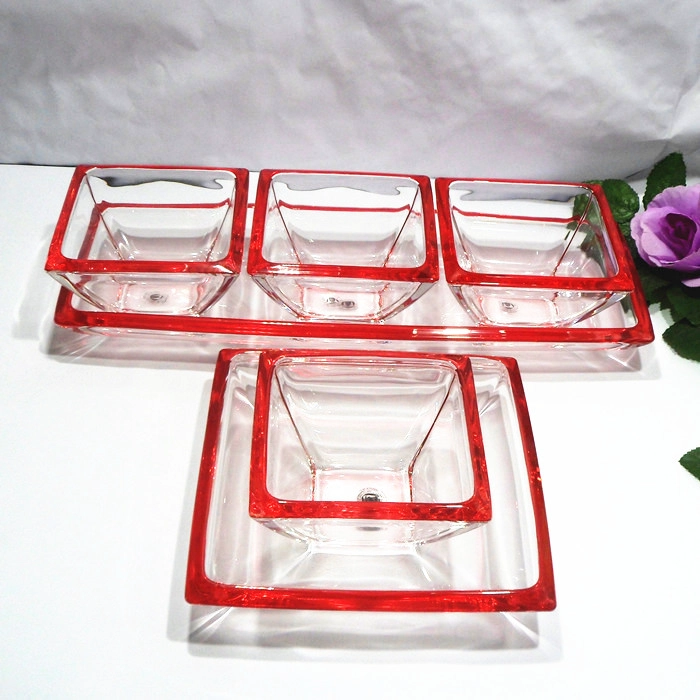 Square glass bowl suits transparent glass fruit plate supplier