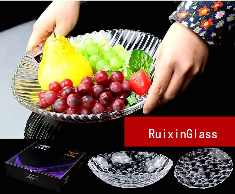 China glass tray facturer round glass fruit plate supplier