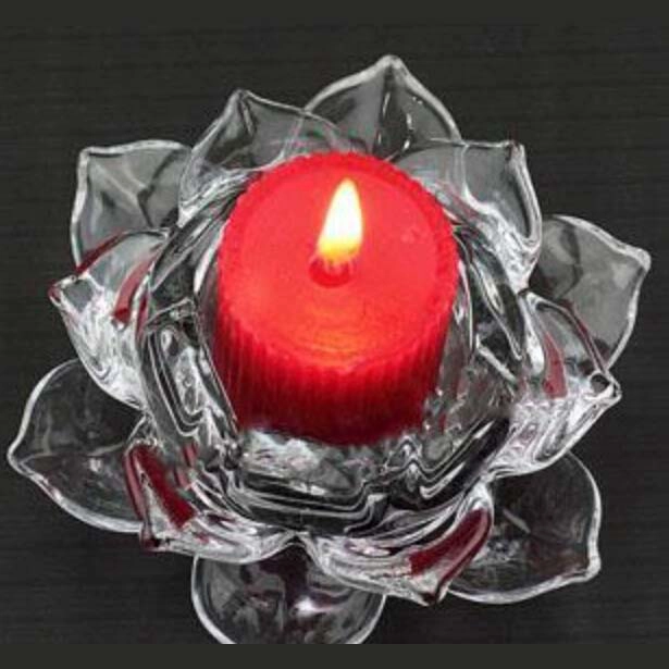 Blue lotus glass candle holder