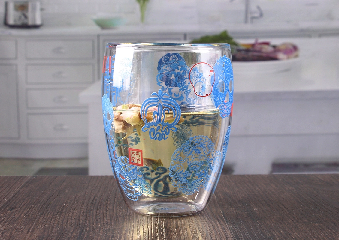 Double Wall Decaled Glass Cups