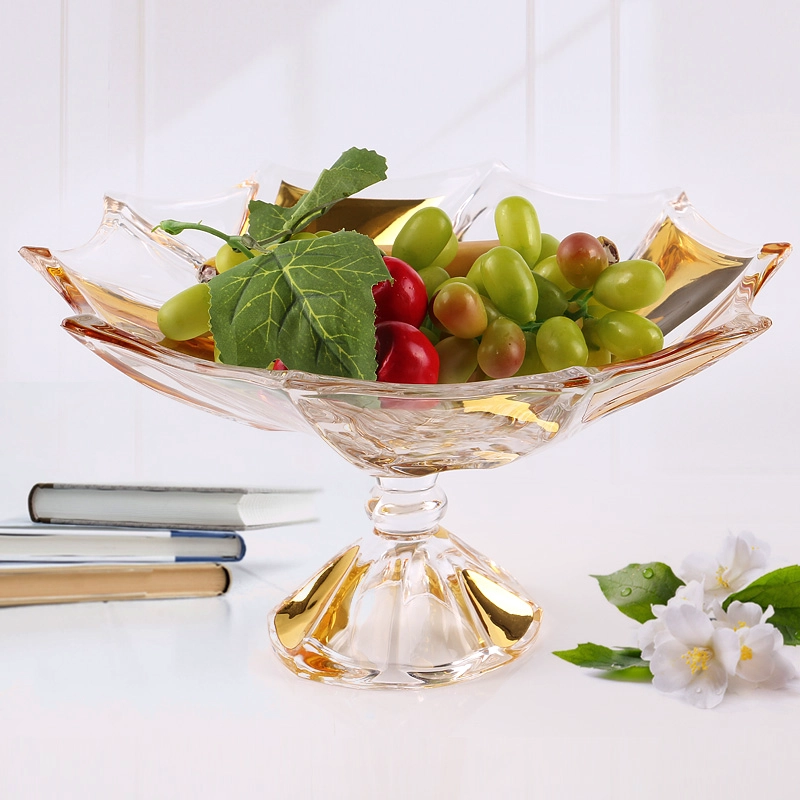 Glass fruit plate for sale, dessert dried fruit glass dish wholesale
