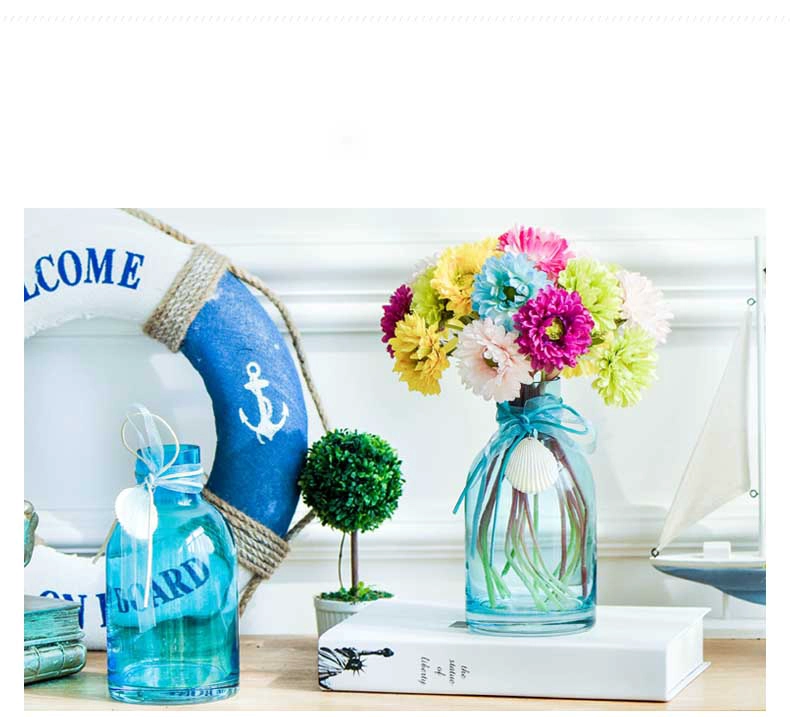 blue glass vases